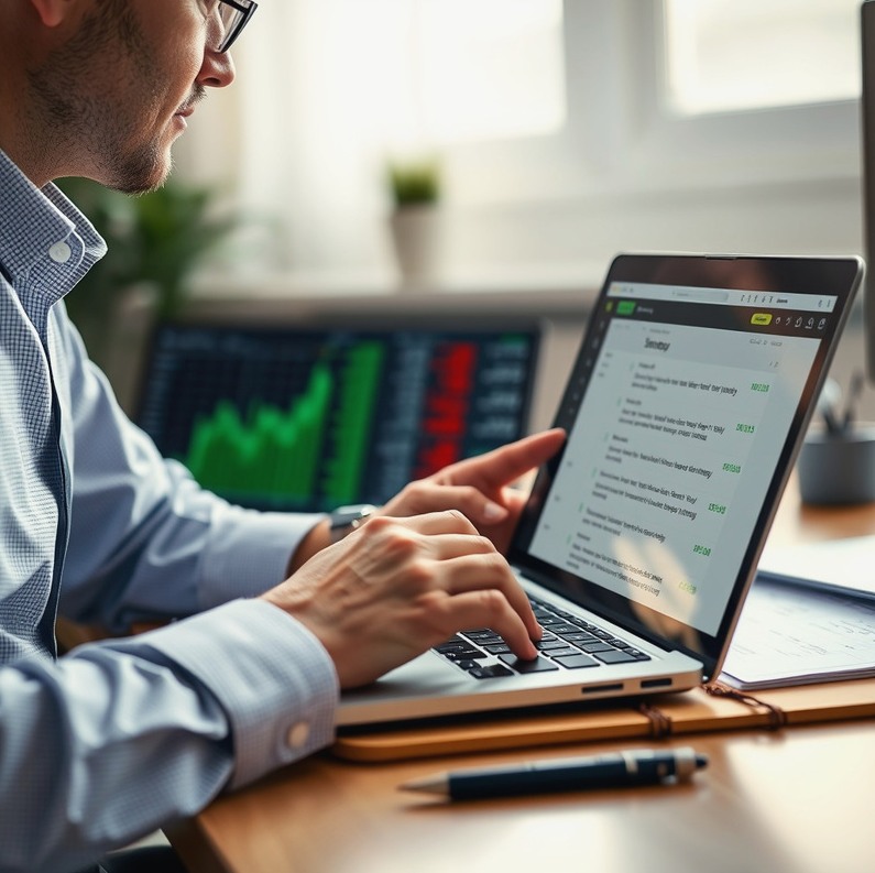 Analyst reviewing order-limit events beside written strategy rules